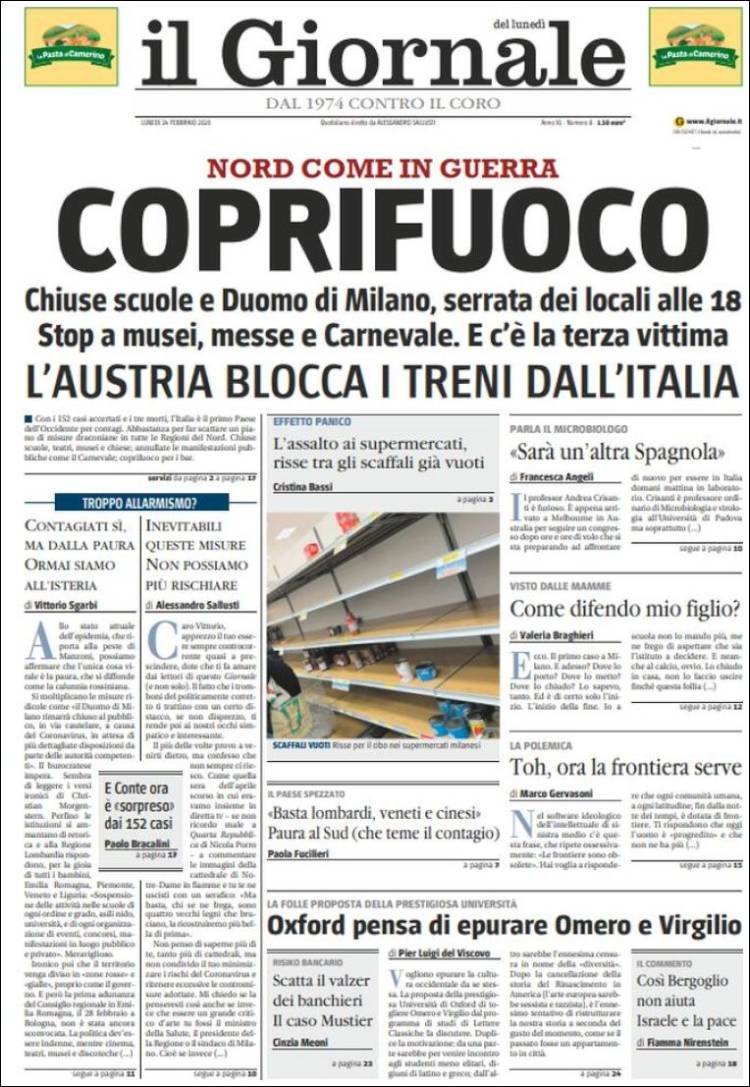 Portada de il Giornale (Italia)