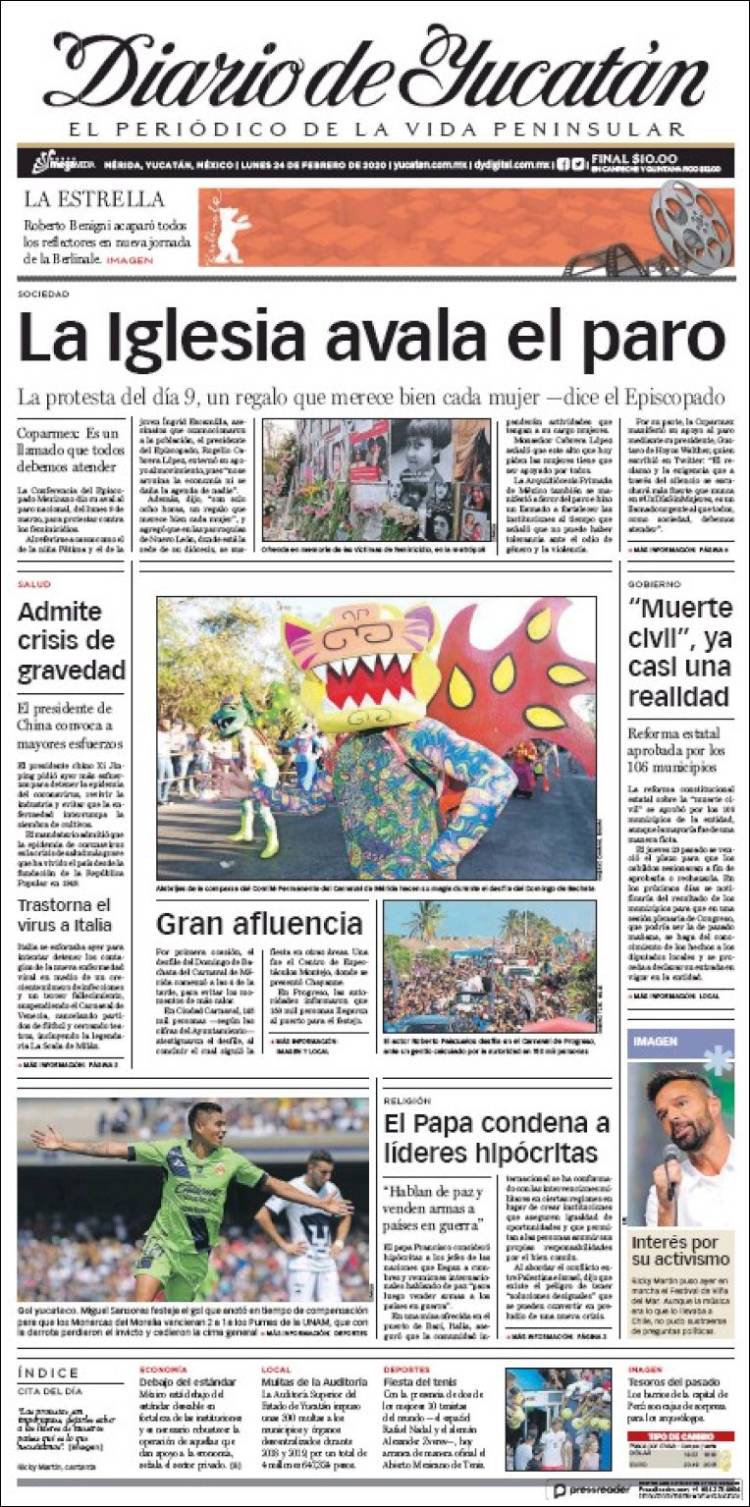 Portada de Diario de Yucatán (M&eacute;xico)