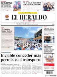 Portada de El Heraldo de Chiapas (M&eacute;xico)