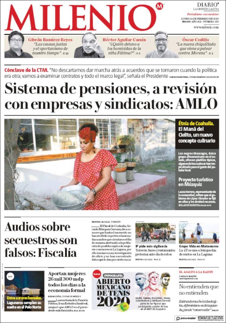 Portada de Milenio - Laguna (M&eacute;xico)