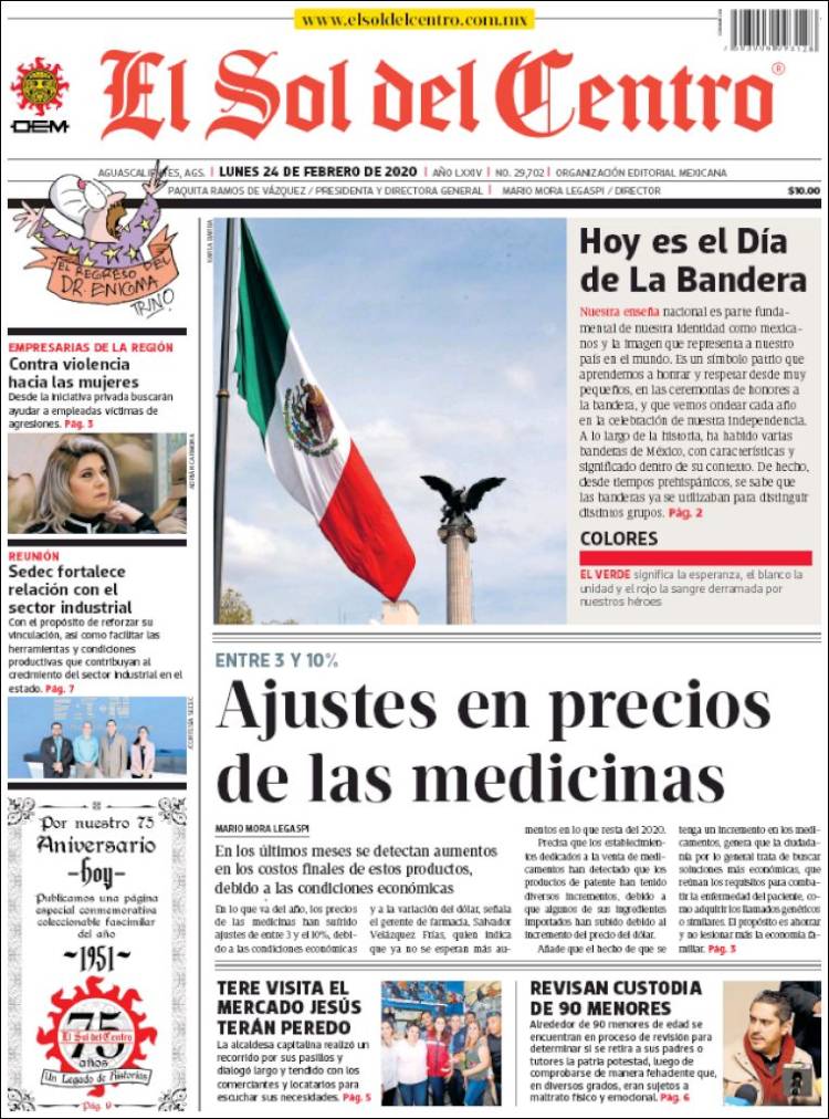 Portada de El Sol del Centro (M&eacute;xico)