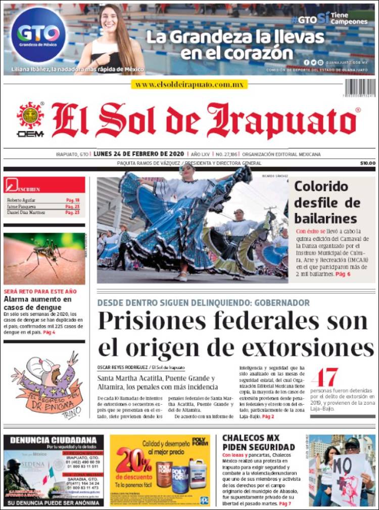 Portada de El Sol de Irapuato (M&eacute;xico)