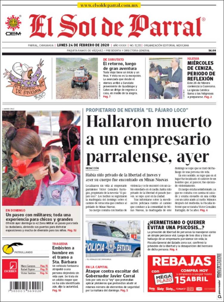 Portada de El Sol de Parral (M&eacute;xico)