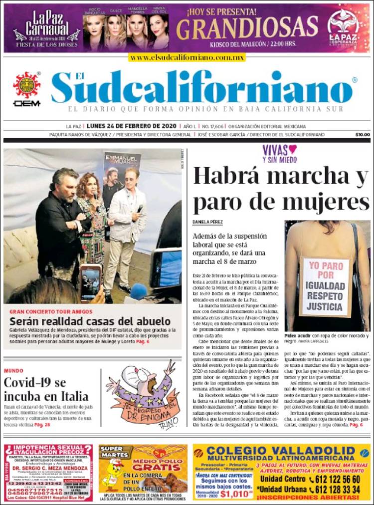 Portada de El Sudcaliforniano (M&eacute;xico)