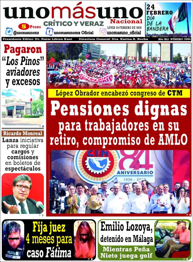 Portada de unomásuno (M&eacute;xico)