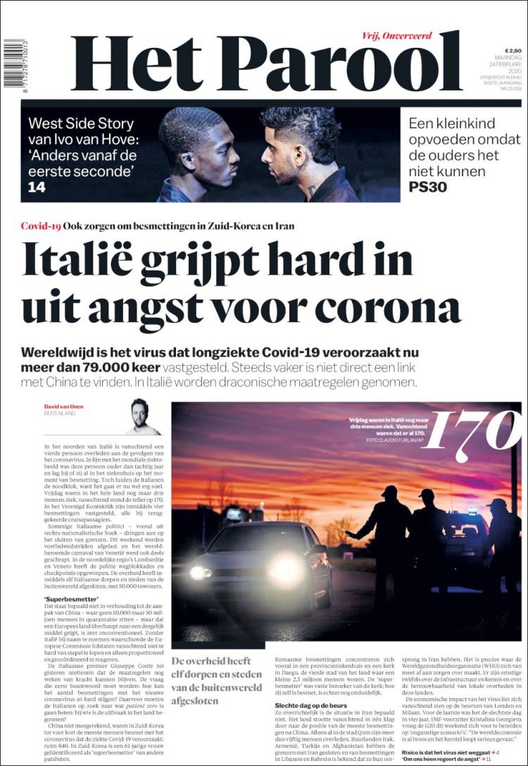Portada de Het Parool (Pa&iacute;ses Bajos)