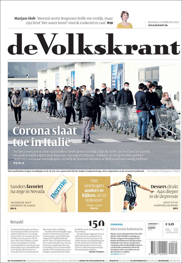 Portada de De Volkskrant (Pa&iacute;ses Bajos)