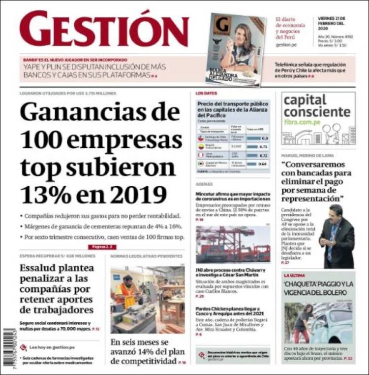 Portada de Diario Gestión (Per&uacute;)