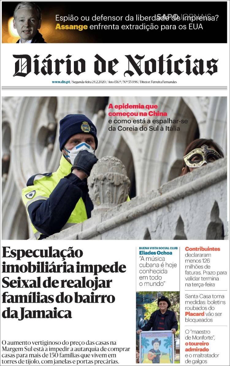 Portada de Diário de Noticias (Portugal)