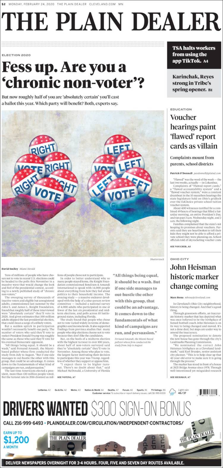 Portada de The Plain Dealer (USA)