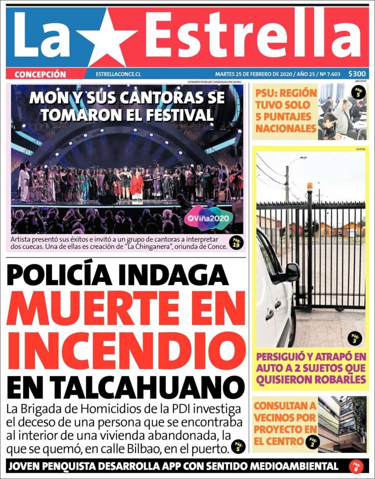 Portada de La Estrella de Concepción (Chile)