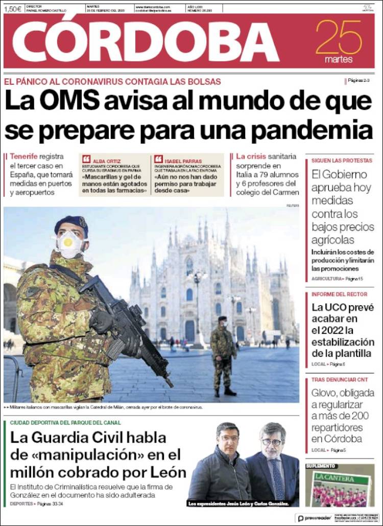 Portada de Diario de Córdoba (España)