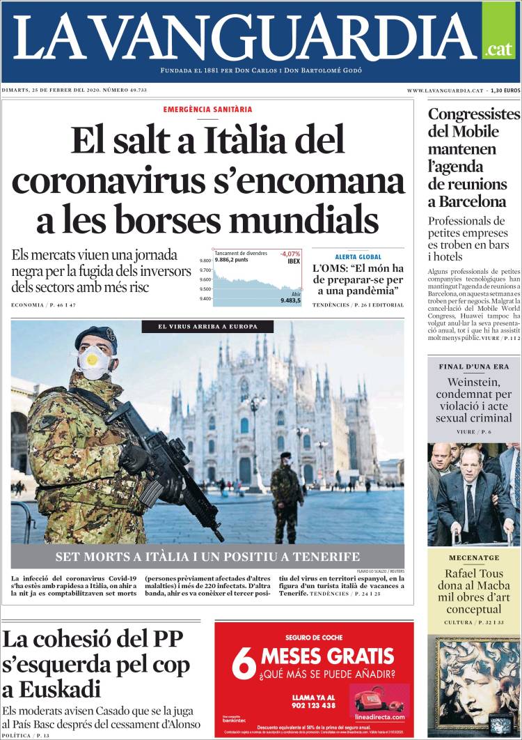 Portada de La Vanguardia (España)