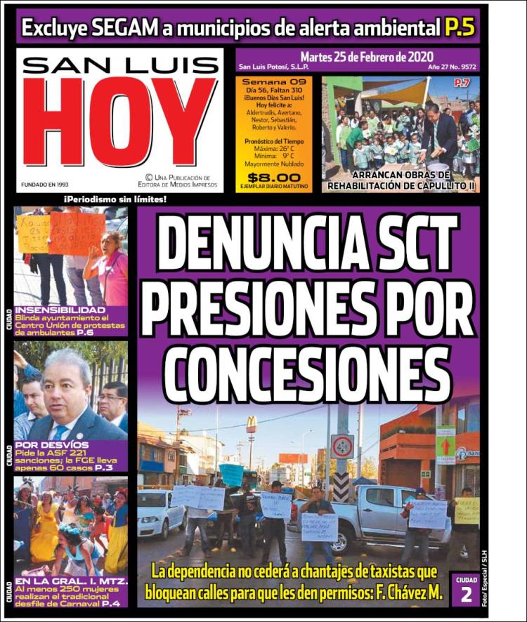 Portada de San Luis Hoy (México)