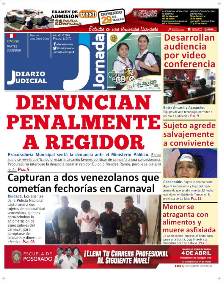 Portada de Diario Jornada (Perú)