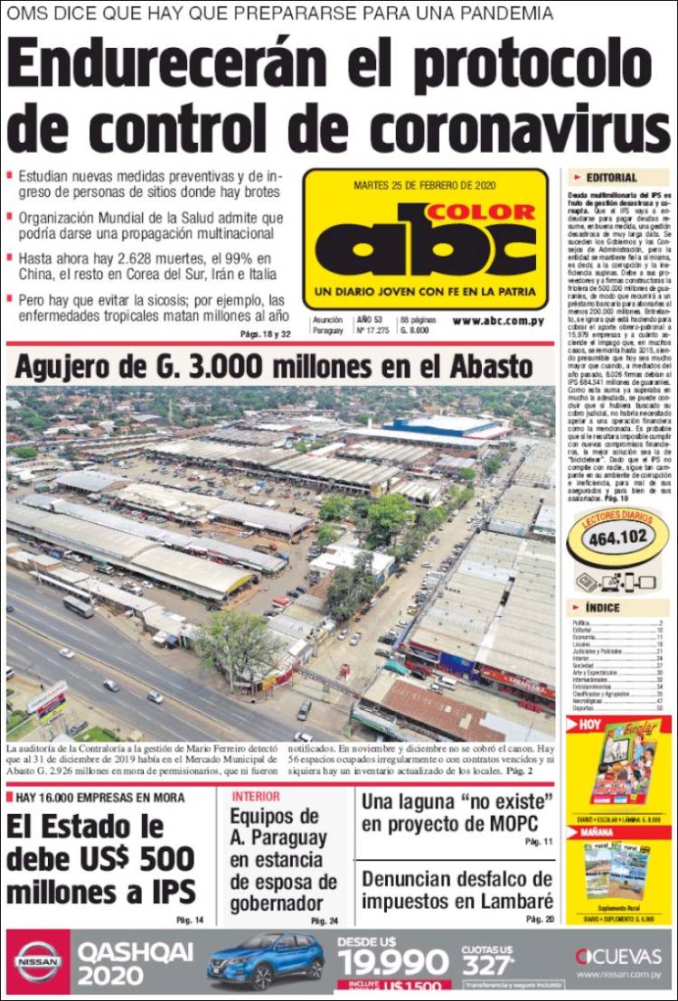 Portada de ABC Color (Paraguay)