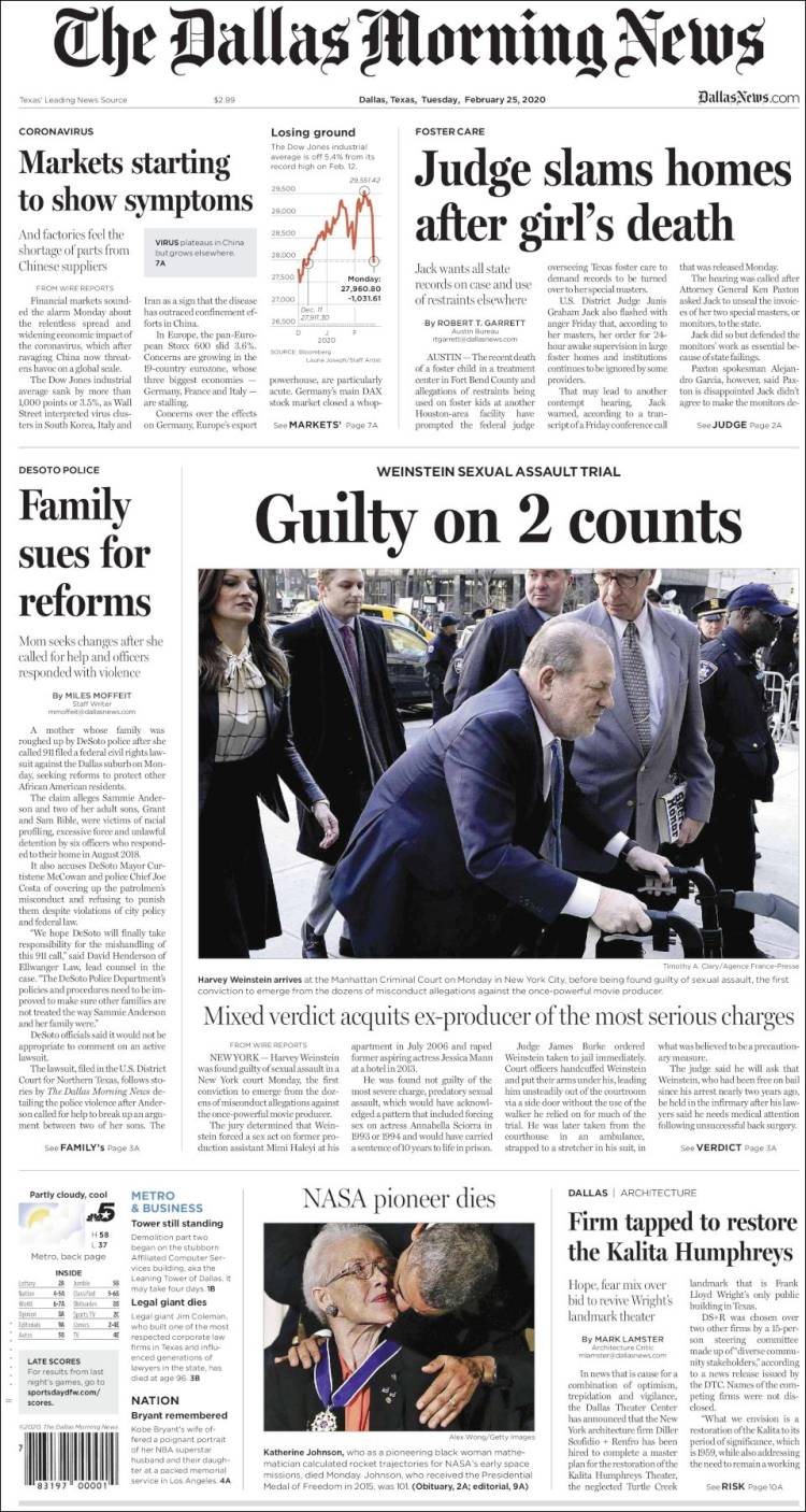 Portada de Dallas Morning News (USA)