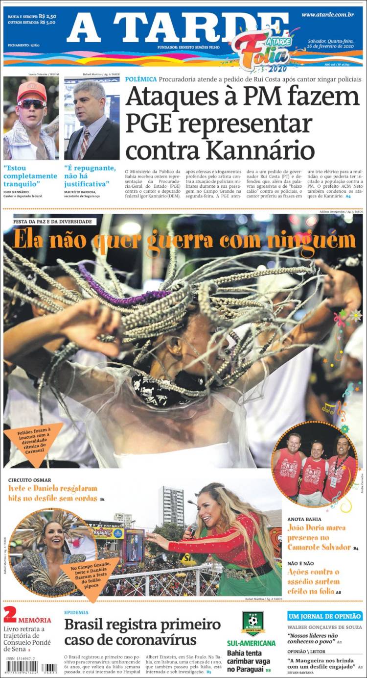 Portada de Diário A Tarde (Brasil)
