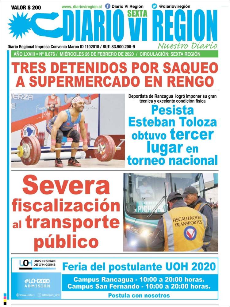 Portada de Diario VI Región (Chile)