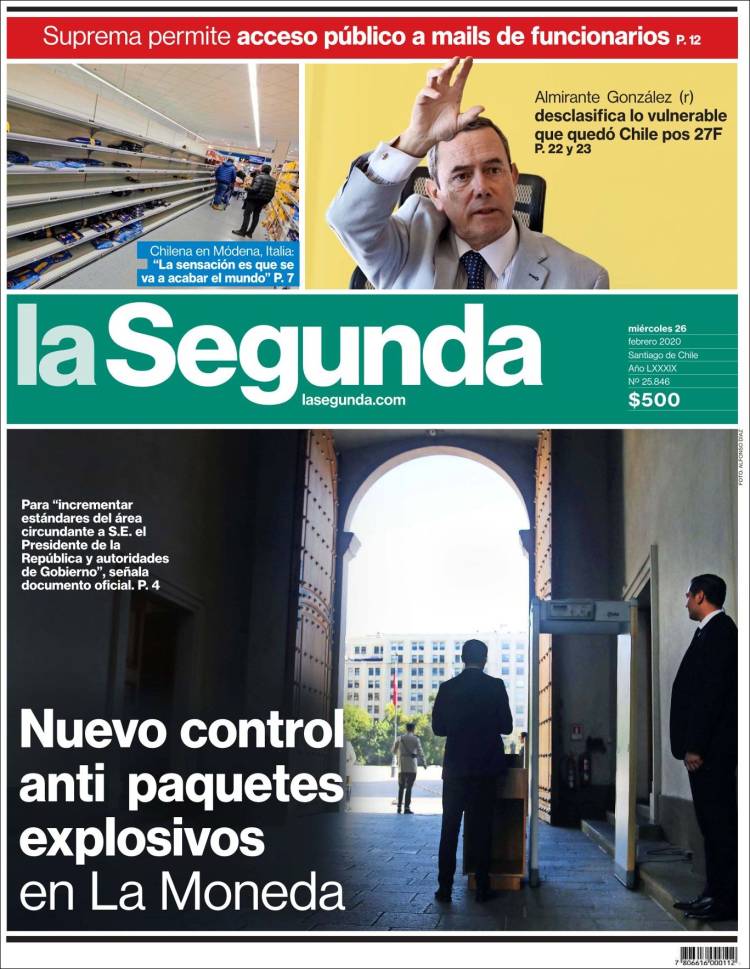 Portada de La Segunda (Chile)