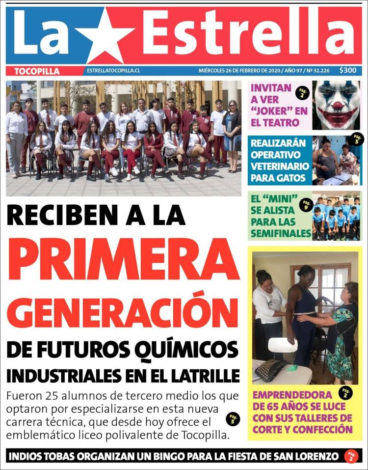 Portada de La Estrella de Tocopilla (Chile)
