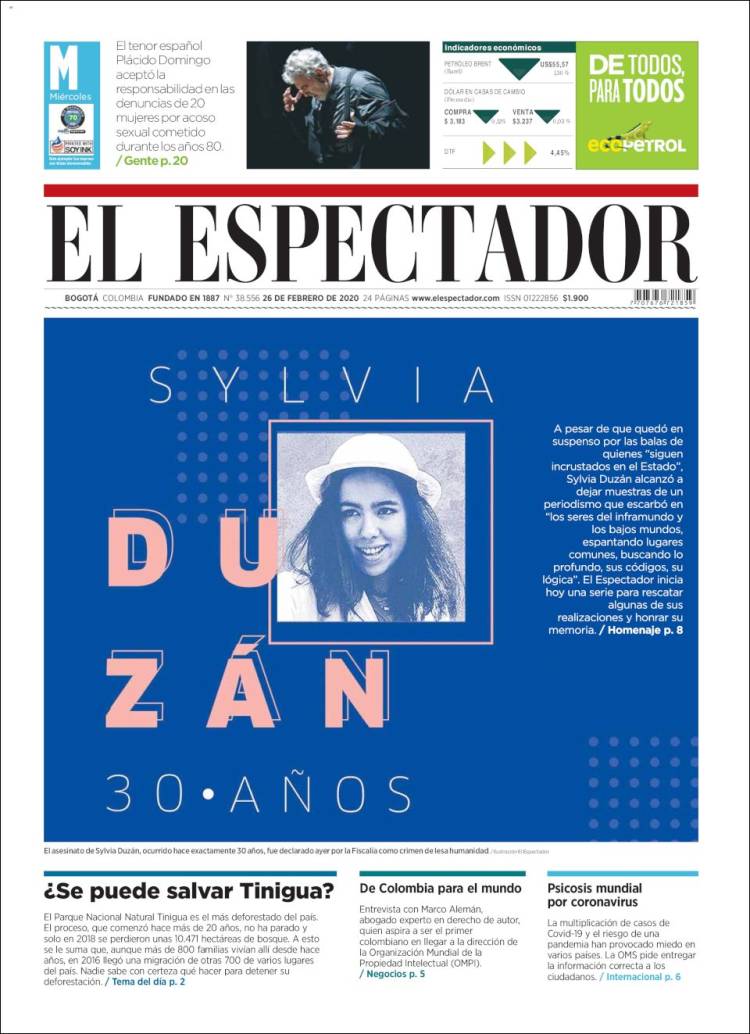 Portada de El Espectador (Colombia)