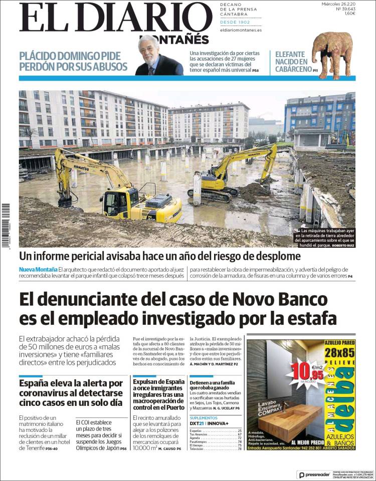 Portada de El Diario Montañés (Espa&ntilde;a)