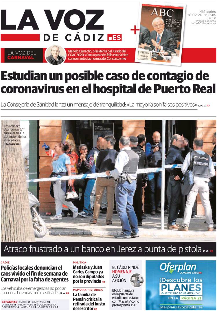 Portada de La Voz de Cádiz (Espa&ntilde;a)