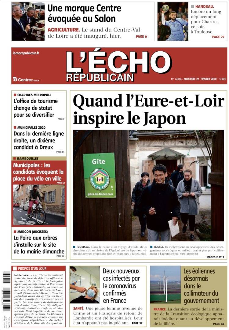 Portada de L'Echo Républicain (Francia)