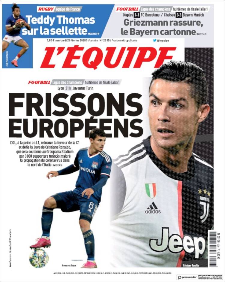 Portada de L'Equipe (Francia)