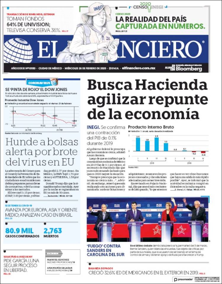 Portada de El Financiero (México)