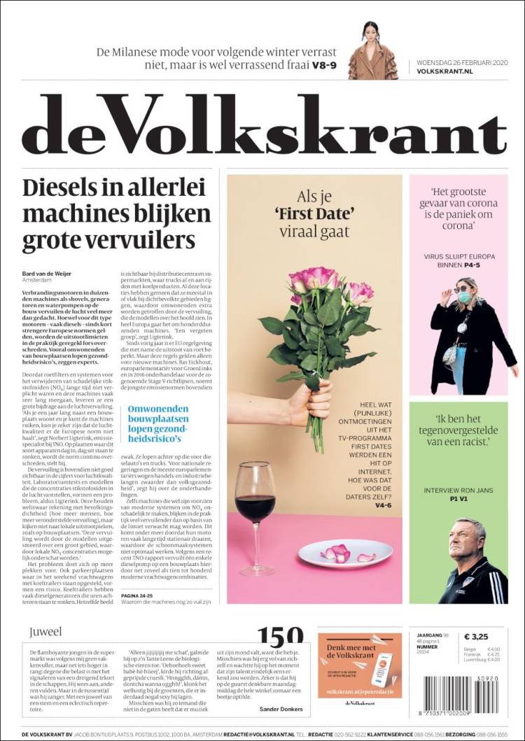 Portada de De Volkskrant (Pa&iacute;ses Bajos)