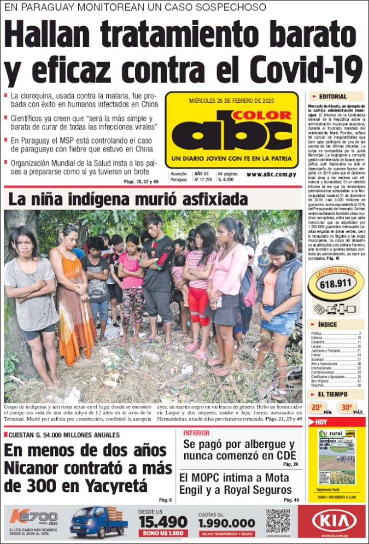 Portada de ABC Color (Paraguay)