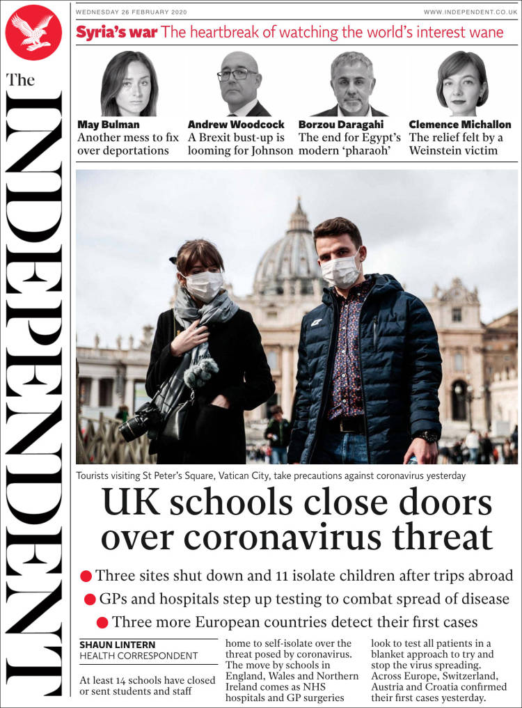 Portada de The Independent (Reino Unido)