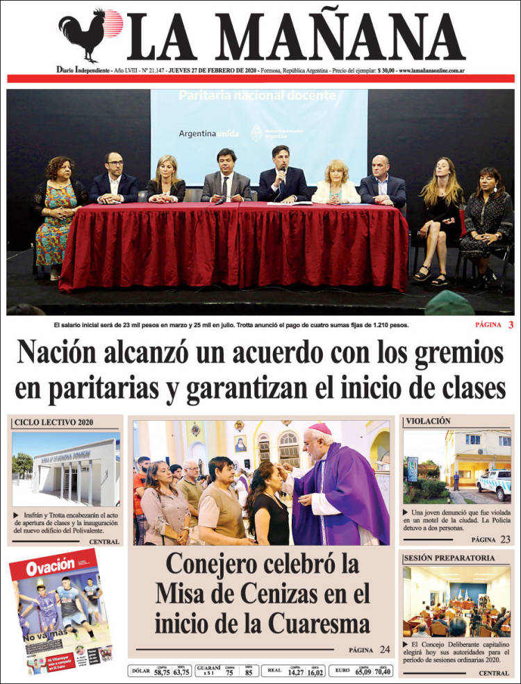 Portada de Diario La Mañana (Argentina)