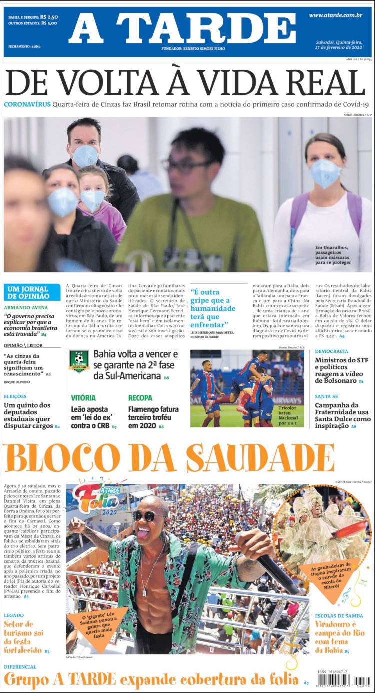 Portada de Diário A Tarde (Brasil)