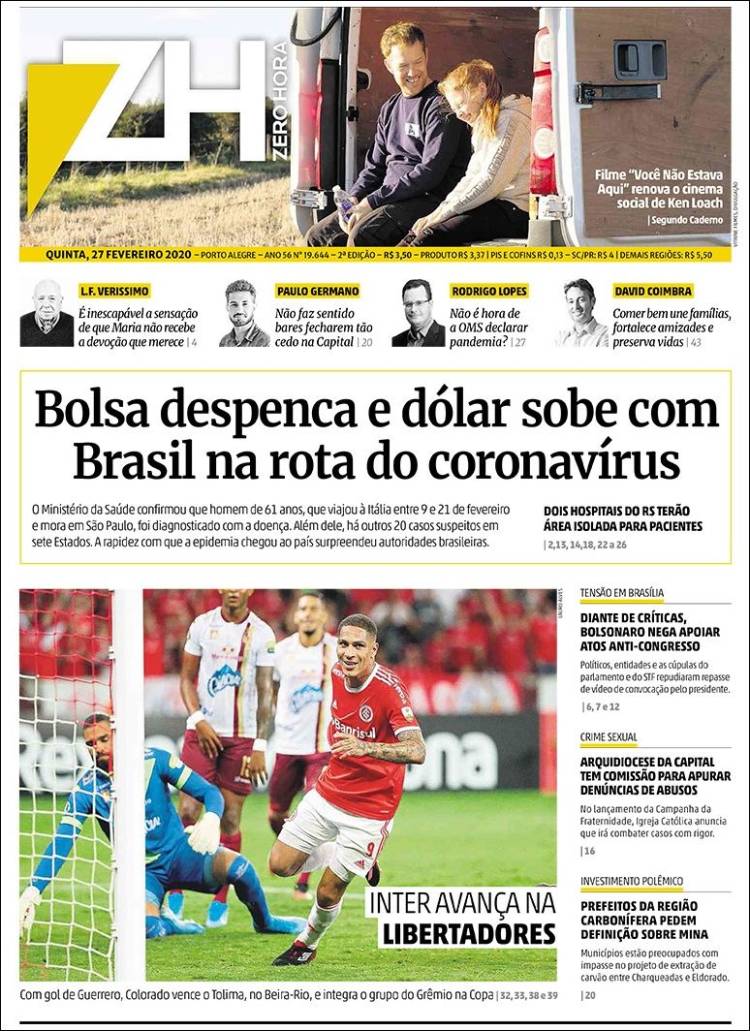 Portada de Zero Hora (Brasil)