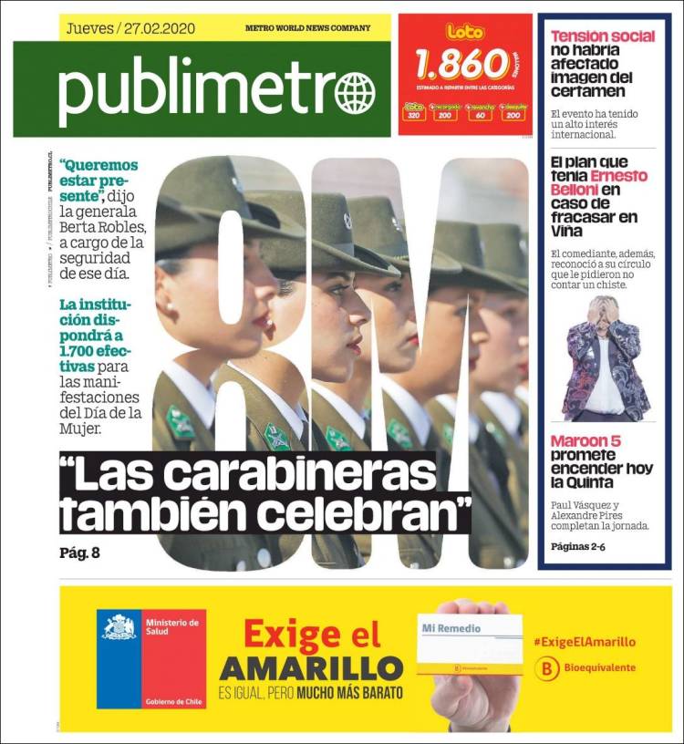 Portada de Publimetro (Chile)