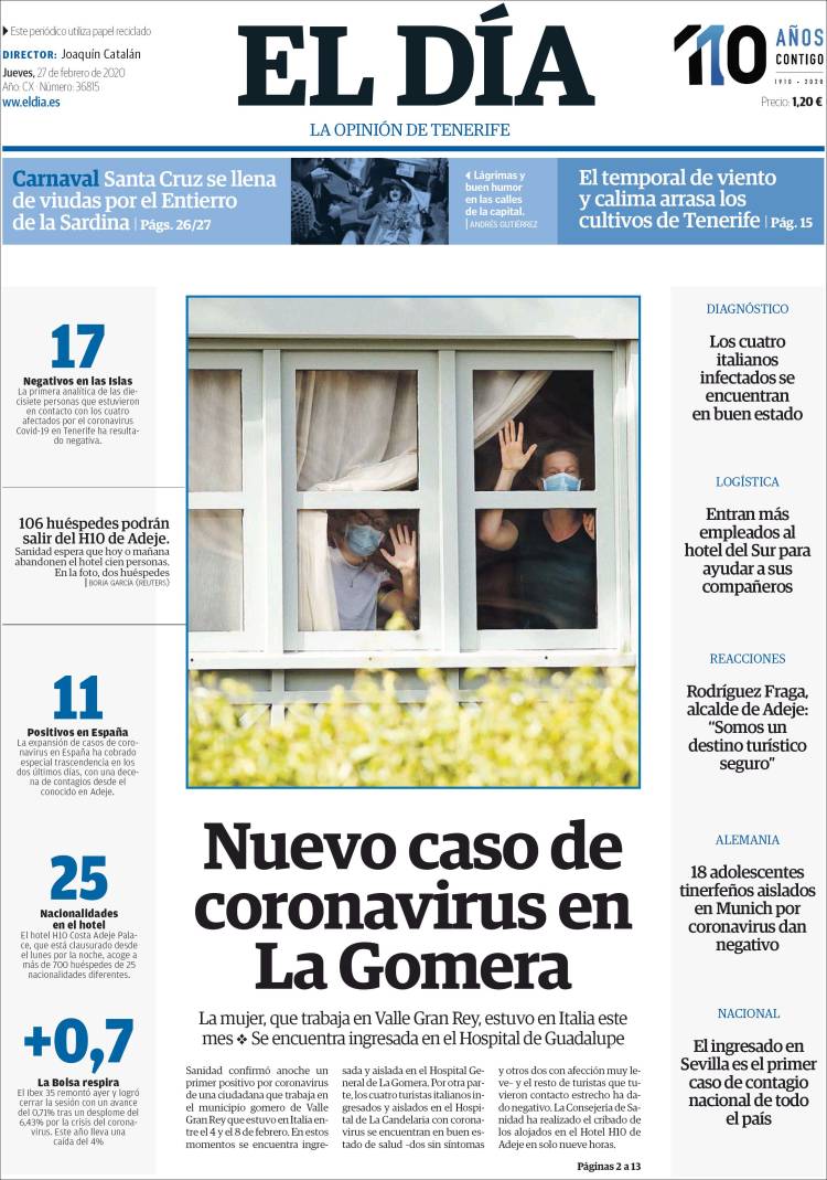 Portada de El Día (Espa&ntilde;a)