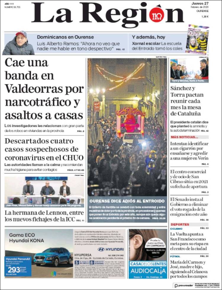 Portada de La Región de Ourense (Espa&ntilde;a)