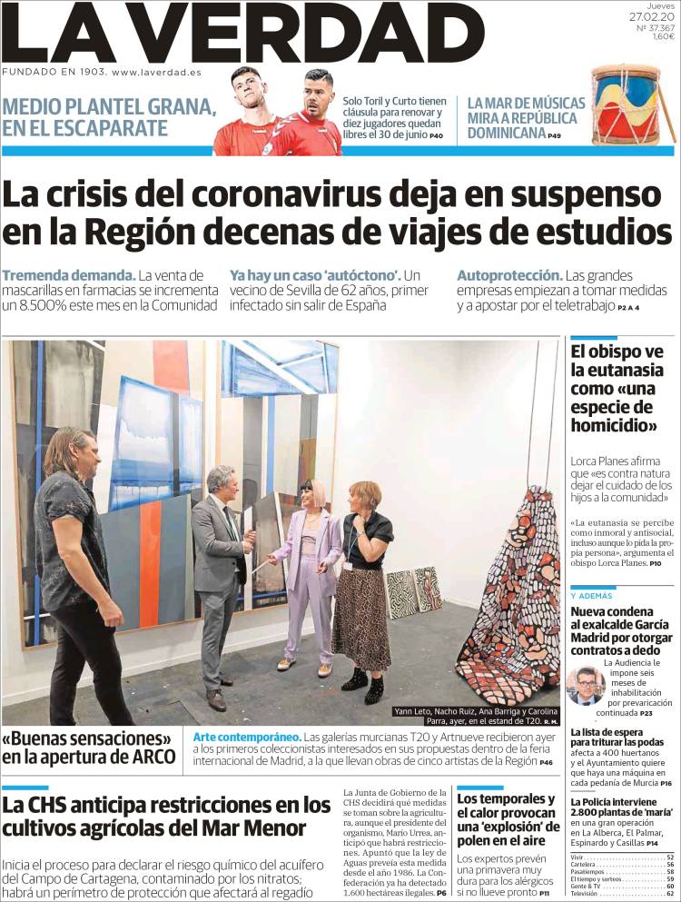 Portada de La Verdad de Murcia (Espa&ntilde;a)