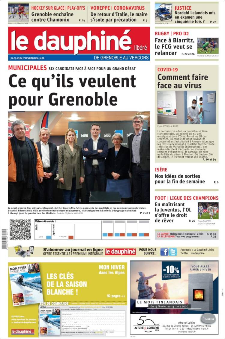 Portada de Le Dauphiné Libéré (Francia)