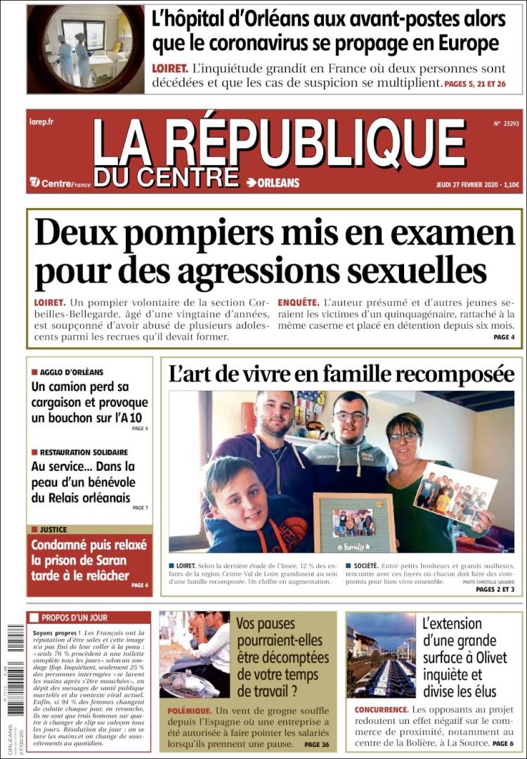 Portada de La République du Centre (Francia)