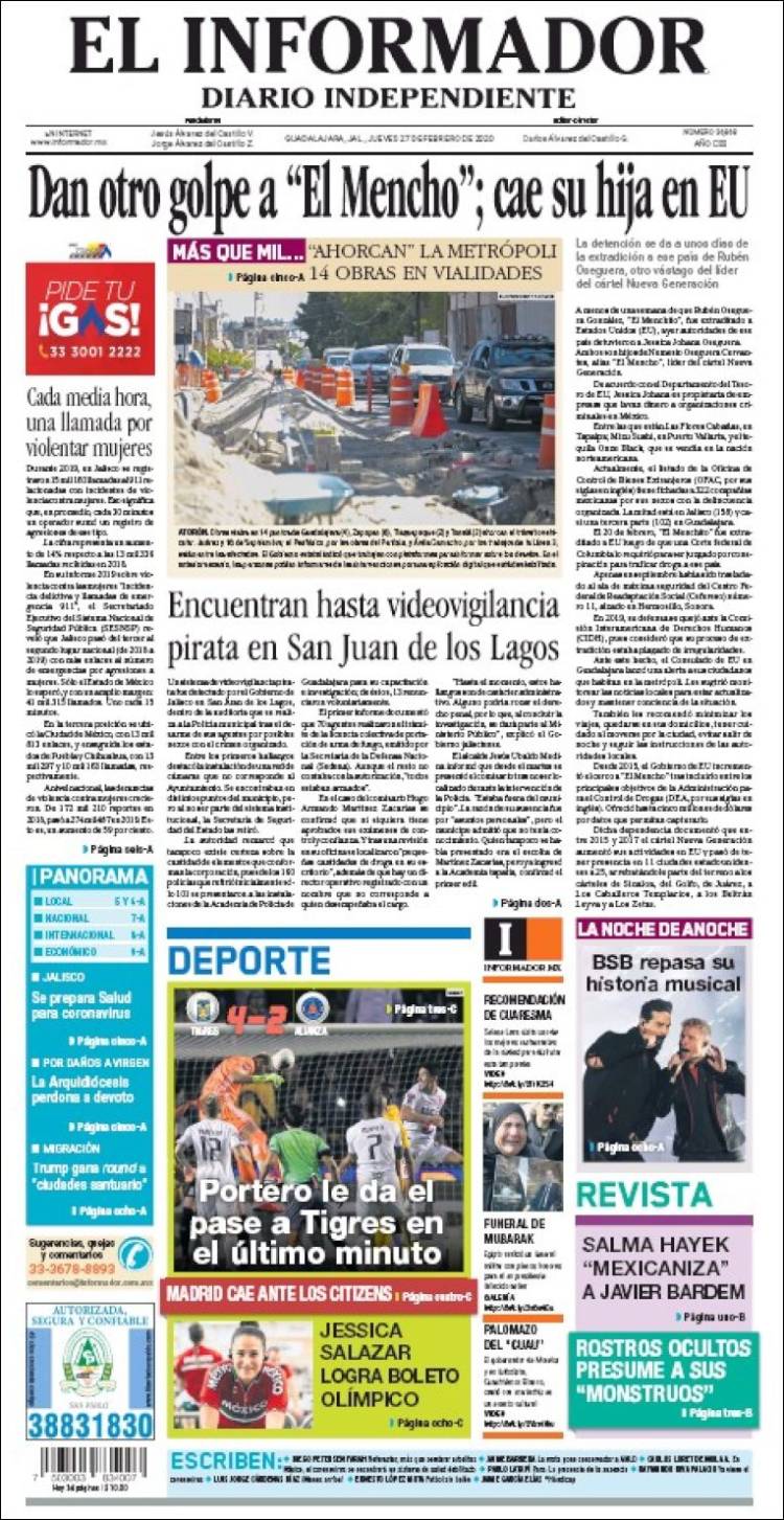 Portada de El Informador (México)