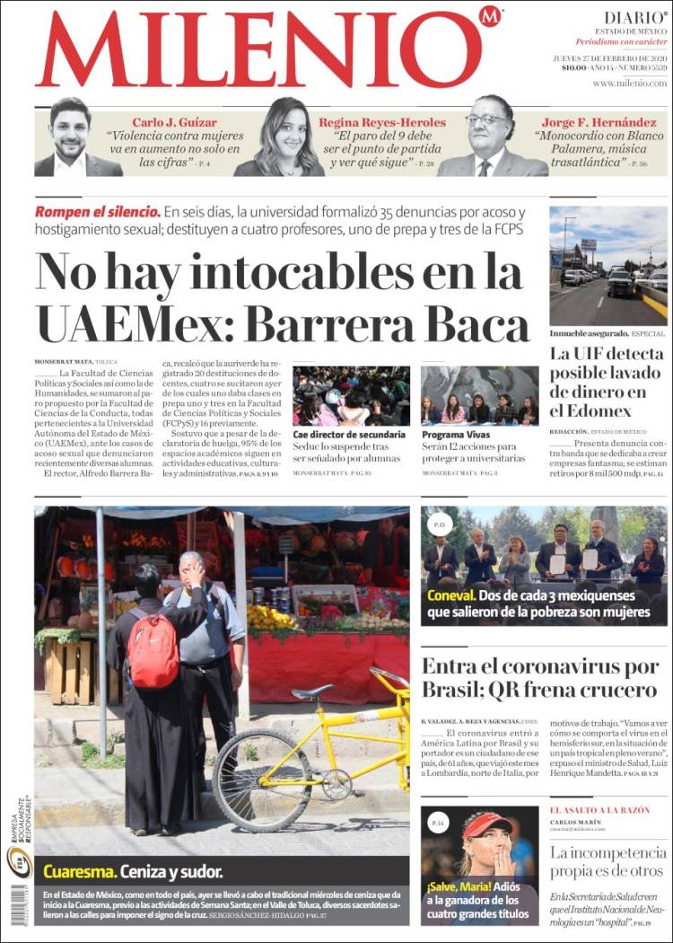 Portada de Milenio - Estado de México (México)