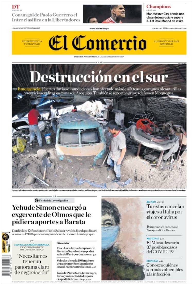 Portada de El Comercio (Perú)