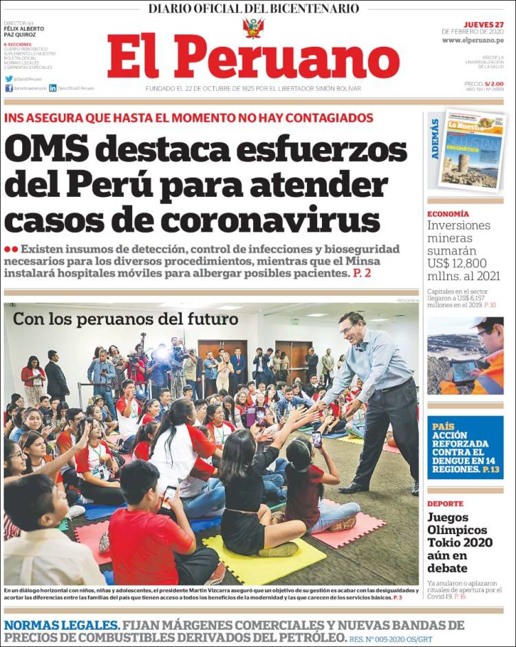 Portada de El Peruano (Per&uacute;)