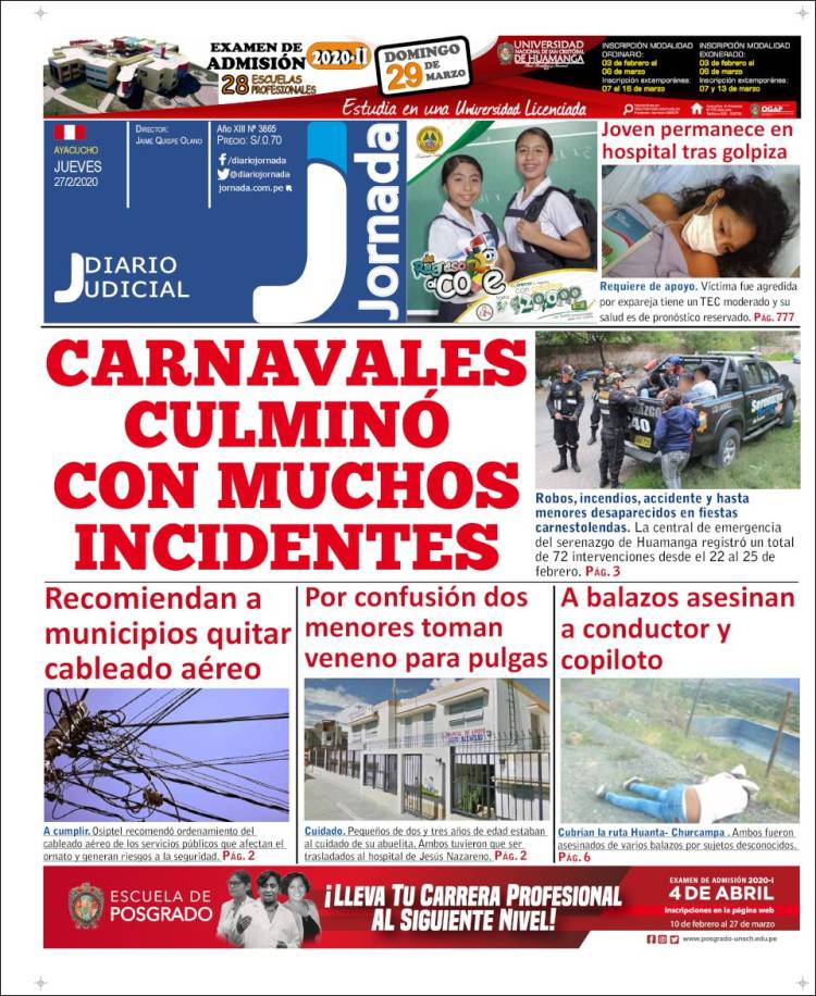 Portada de Diario Jornada (Per&uacute;)