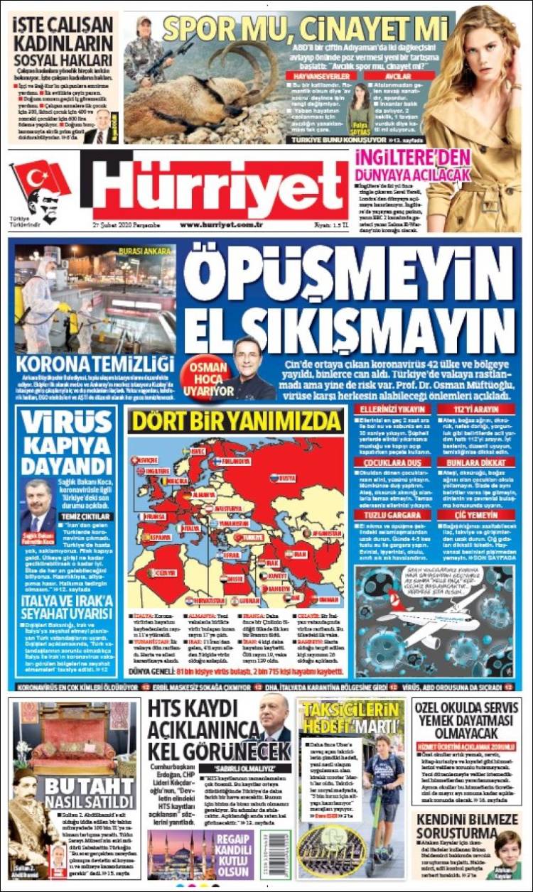 Portada de Hürriyet (Turqu&iacute;a)