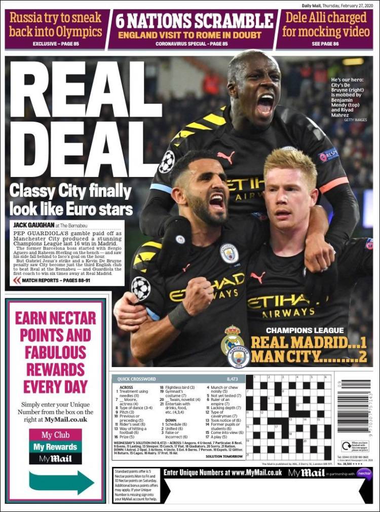 Portada de Daily Mail Sport (Reino Unido)